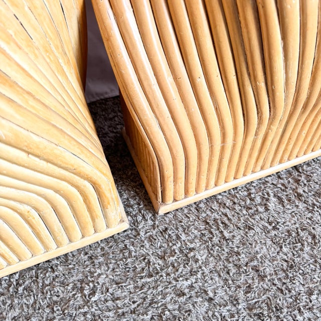 Brown Vintage Boho Chic Twisted Rattan Table Bases - A Pair For Sale - Image 8 of 9
