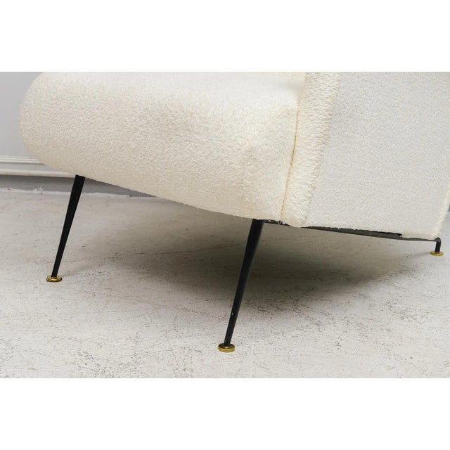Textile Pair of Italian Mid-Century Lounge Chairs Upholstered in Boucle Fabric For Sale - Image 7 of 11