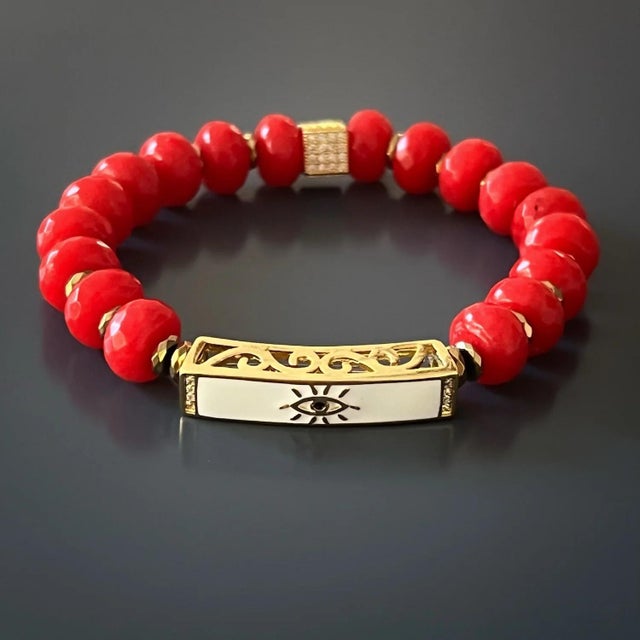 Metal New Beginning Red Energy Evil Eye Beaded Bracelet For Sale - Image 7 of 9