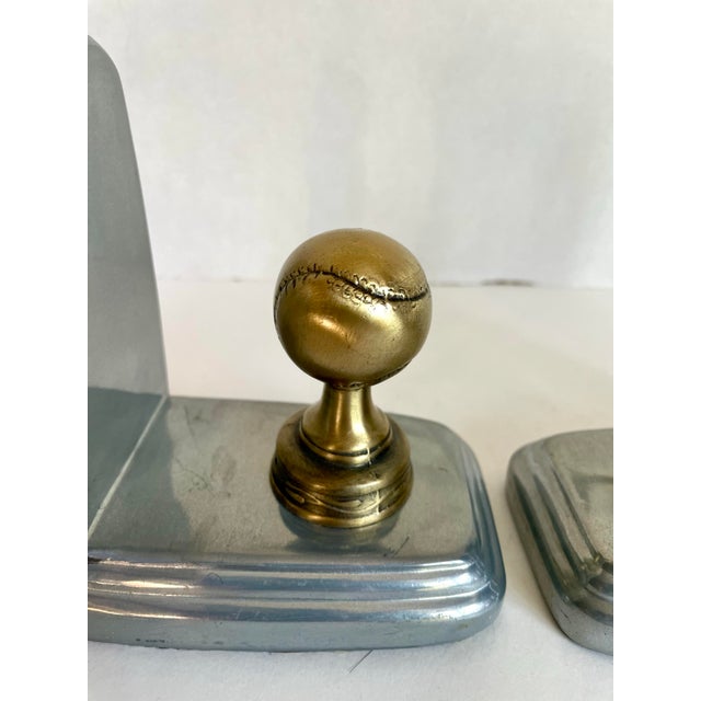 1990s Pair of Sarsaparilla Art Deco Revival Baseball Bookends For Sale - Image 9 of 10