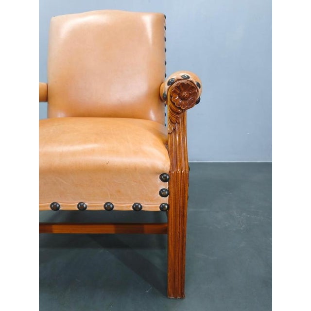 Antique Danish Leather Armchair, 1890s For Sale - Image 5 of 15