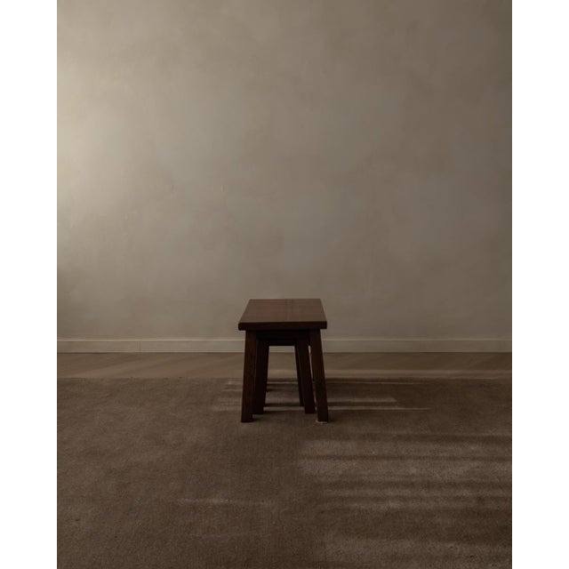 Vintage Brutalist Oak Nesting Tables, 1970s, Set of 3 For Sale - Image 5 of 18