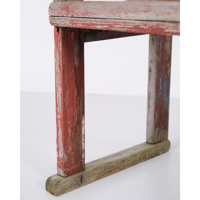 Wood Red Bench in Pine Wood, 1860s For Sale - Image 7 of 8