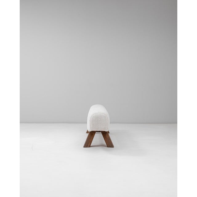 1940s Czech Mid-Century Modern Upholstered Bench With Angled Wooden Legs For Sale - Image 18 of 18