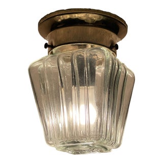 Early 20th Century Art Deco Glass Flush Mount Light Shade For Sale