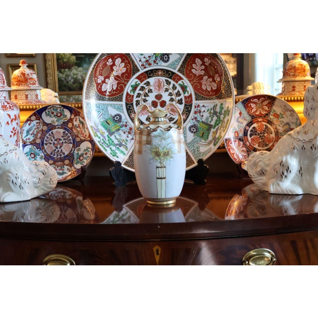 Early 20th Century Antique Morimura Nippon Art Nouveau Floral Porcelain Vase With Raised Gilt Beading, Circa 1915 For Sale - Image 5 of 18
