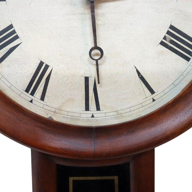 Mid 19th Century Federal Mahogany Banjo Clock With 2 Eglomise Panels & Eagle Finial C1860 For Sale - Image 5 of 7