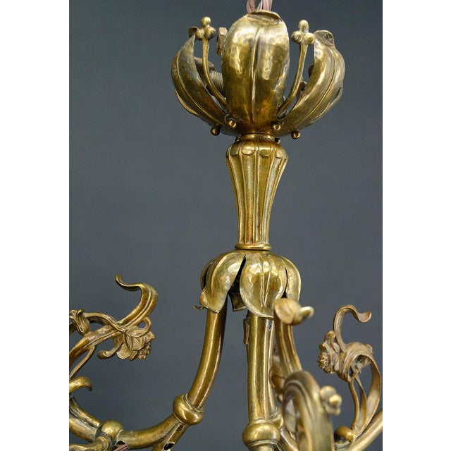 Chartreuse Art Nouveau Chandelier in Gilt Bronze, 1890 For Sale - Image 8 of 18
