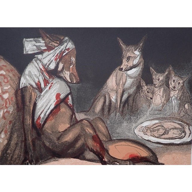 Paul Jouve, The Shot Fox, Wood Engraving For Sale