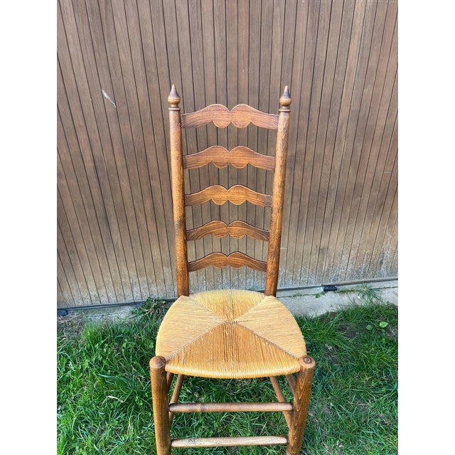 Wood Vintage French Country Ladderback Chairs in Oak and Rush, 1960s, Set of 6 For Sale - Image 7 of 14