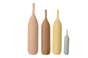 Large Italian Colored Ceramic Bottles, 1980, Set of 4