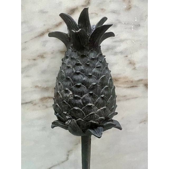 2000 - 2009 Verdigris Pineapple Outdoor Garden Stake For Sale - Image 5 of 11