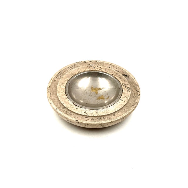 1970s Travertine & Brass Vide Poche / Ashtray, Cerri Nestore, Italy, 1970s For Sale - Image 5 of 8