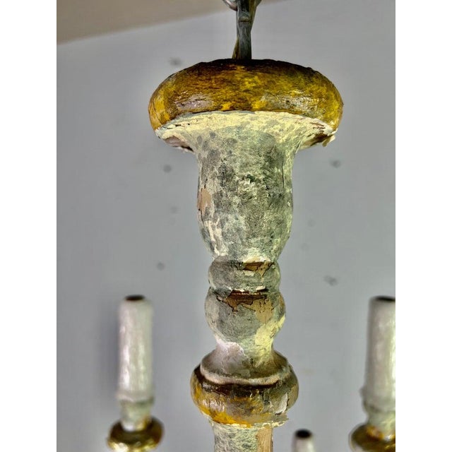 Distressed Twelve Light Chandelier by Melissa Levinson, Wood & Iron For Sale - Image 11 of 17