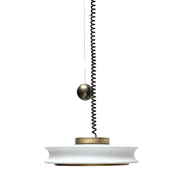 Mid-Century Modern German Space Age Orion Counterweight Pendant Lamp in Glass from Staff Leuchten, 1960s For Sale