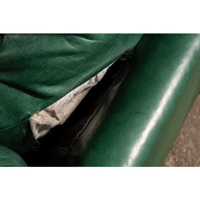 Vintage Leather Rolled-Arm Sofa in Green by Whittemore-Sherrill For Sale - Image 13 of 15