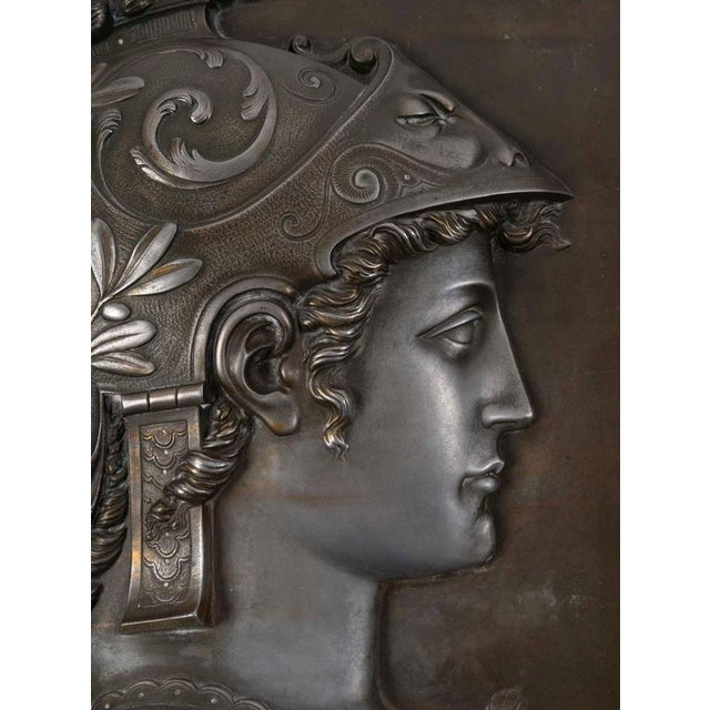 Patinated Metal Bas-Reliefs on Wooden Display Stand, 1800s, Set of 2 For Sale - Image 6 of 11