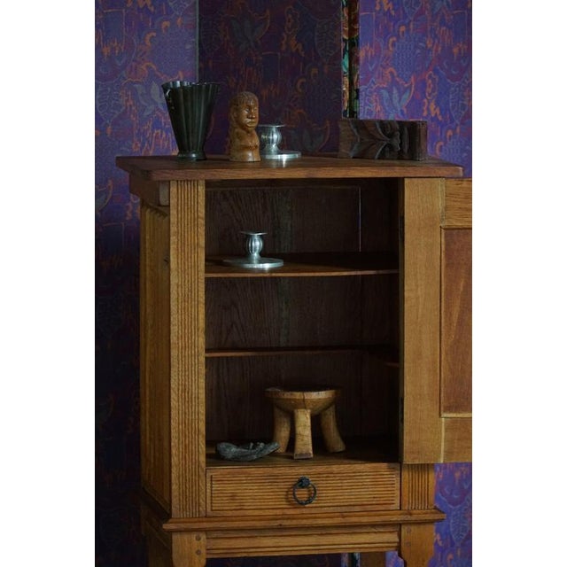 Scandinavian Narrow Oak Cabinet, 1950s For Sale - Image 13 of 17