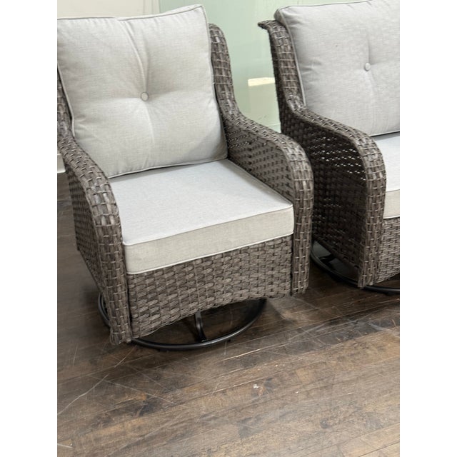Outdoor Porch Glider Swivel Chairs, Pair For Sale - Image 10 of 12