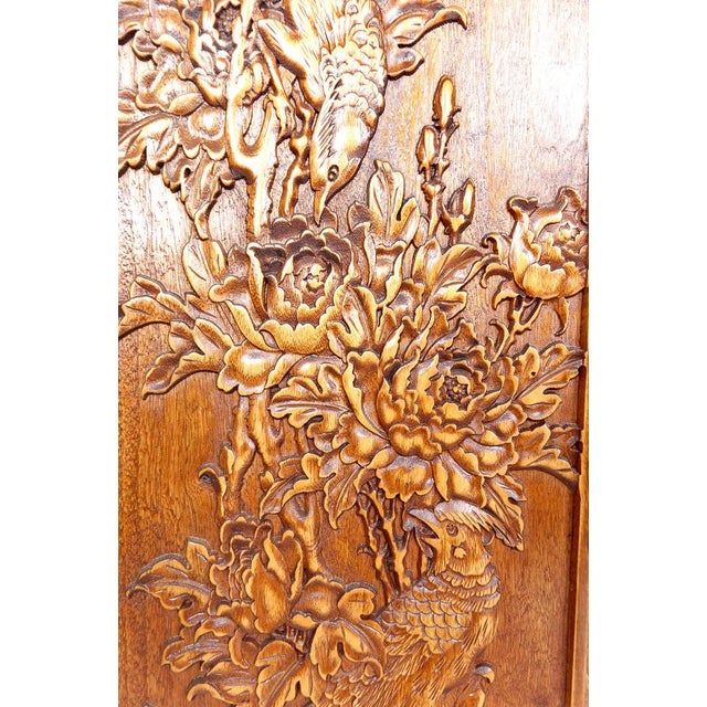 Carved Wooden Panels with Floral and Animal Decorations, Indochina / Vietnam, Early 20th Century, Set of 3 For Sale - Image 15 of 17