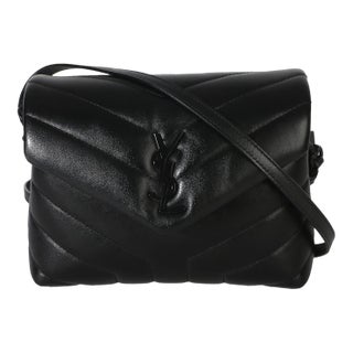 Black Monochrome Calfskin Y Quilted Toy Loulou Crossbody For Sale