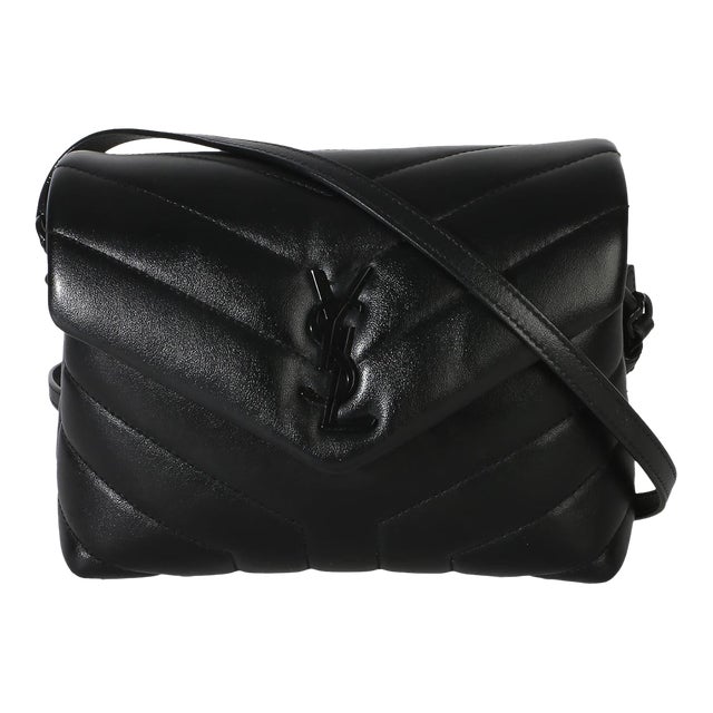 Black Monochrome Calfskin Y Quilted Toy Loulou Crossbody For Sale