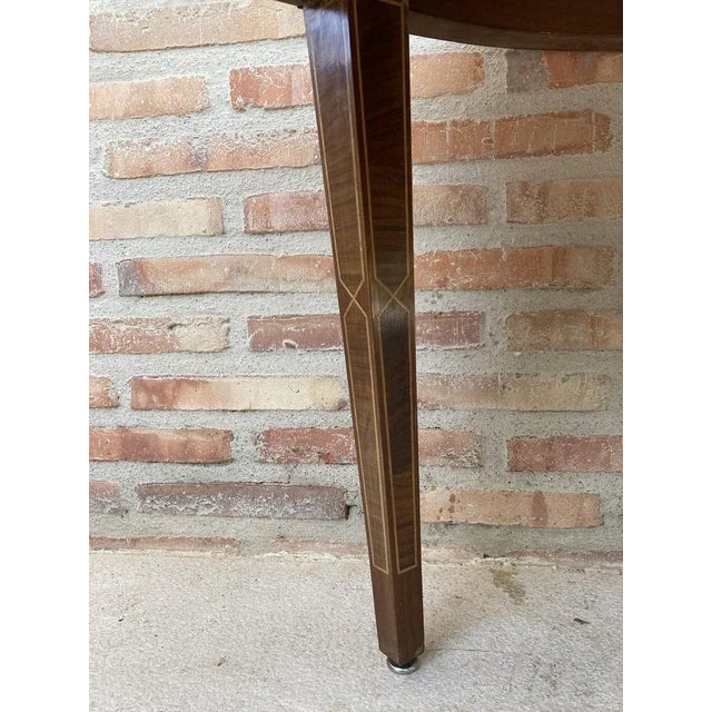 Circular Side Table in Wood with Lemongrass Marquetry Fillets For Sale - Image 9 of 18