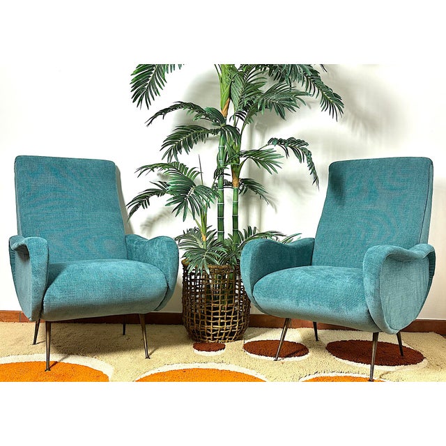 Pair of "lady" armchairs from the 50s. Design attributed to marco zanuso, a masterpiece of made in italy, lady was awarded...
