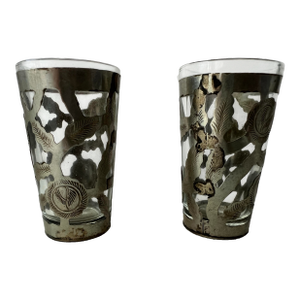 Vintage Sterling Silver Openwork Shot Glasses a Pair