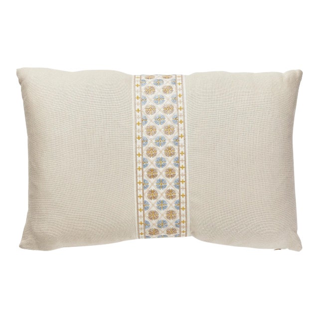 The House of Scalamandré Toscana/Hansel Lumbar Pillow, Flax/Seaside For Sale