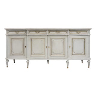 Painted Louis XVI Buffet, French, Carrara Marble, Antique 1920s For Sale