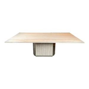 Travertine and Brass Dining Table. Work in French. Circa 1970