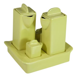 Brambilla Yellow Ceramic Oil Set by Angelo Mangiarotti, 1960, Set of 5 For Sale