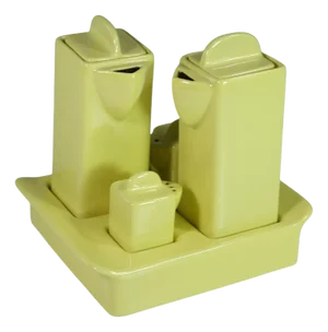 Brambilla Yellow Ceramic Oil Set by Angelo Mangiarotti, 1960, Set of 5