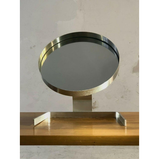 A minimum length mirror or psyche, art deco, post-modern, Form-Add, structucture thick brushed aluminum lamellae folded...