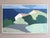ALONG THE BLUE COAST Size: 17.7 x 28.3 inches (including frame) Oil on canvas A charming mid-century modernist landscape...