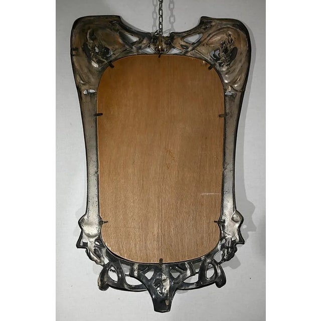 Art Nouveau Silver Metal Mirror, 1890s For Sale - Image 11 of 13