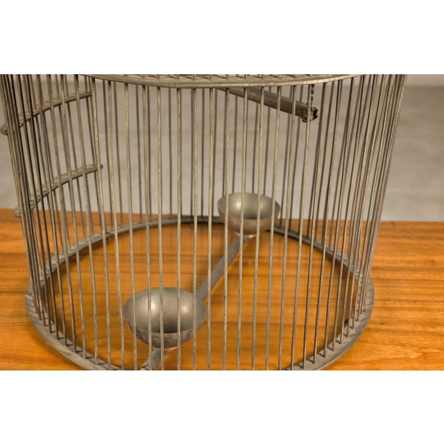 Antique Indian Brass Bird Cage with Domed Top and Original Perches For Sale - Image 4 of 14
