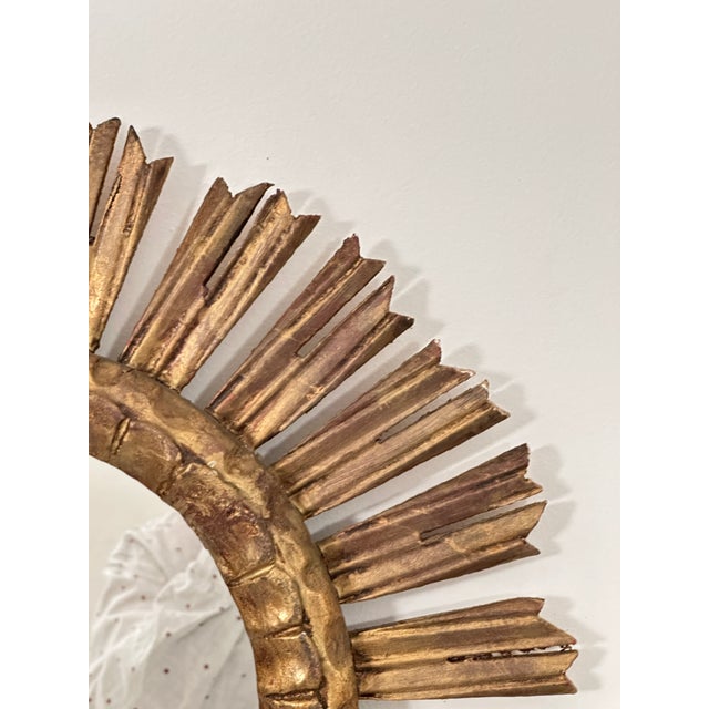 French Gilt Sunburst or Starburst Mirror (Diameter 20) For Sale - Image 4 of 8