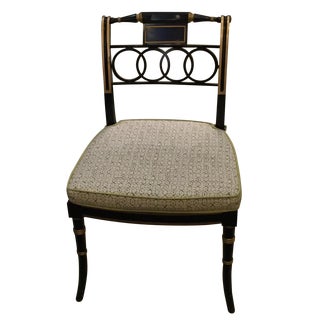 Baker Black & Gold Cane Seat Chairs - Set of 12 For Sale