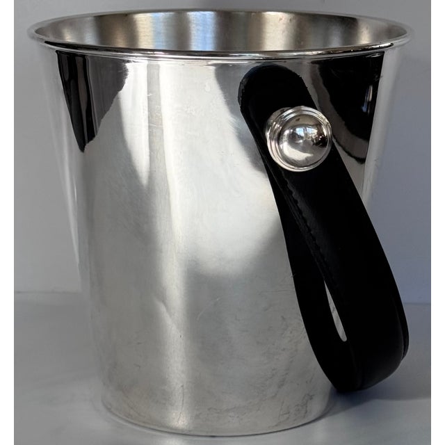 Metal Late 20th Century Ralph Lauren Style Silverplate & Leather Wine Chiller For Sale - Image 7 of 11
