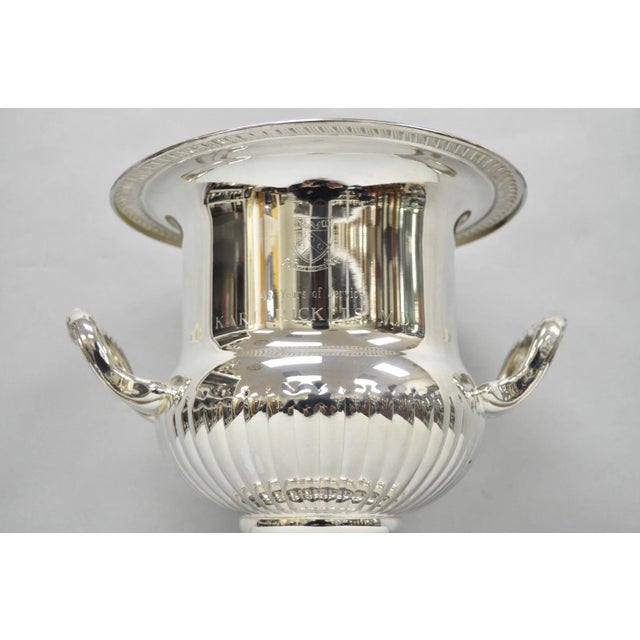 Vintage Silver Plated Trophy Cup Urn Champagne Chiller Ice Bucket Engraved For Sale In Philadelphia - Image 6 of 17