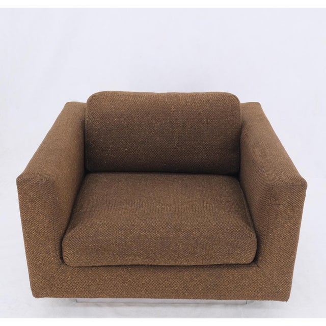 Mid 20th Century Dunbar Large Cube Shape Oversize Chrome Mirror Base Lounge Club Arm Chair Modern For Sale - Image 5 of 18