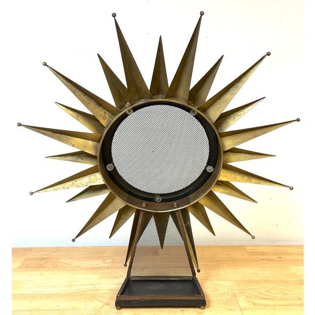 Bronze Diminutive Jacques Adnet, Attributed -Sunburst Fire Screen, France, C 1950 For Sale - Image 8 of 12