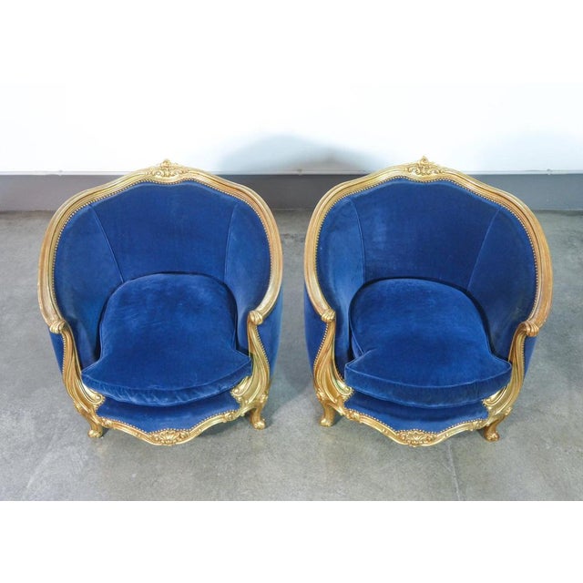 Louis XIV Style Armchairs in Gilded Wood, Set of 2 For Sale - Image 5 of 16