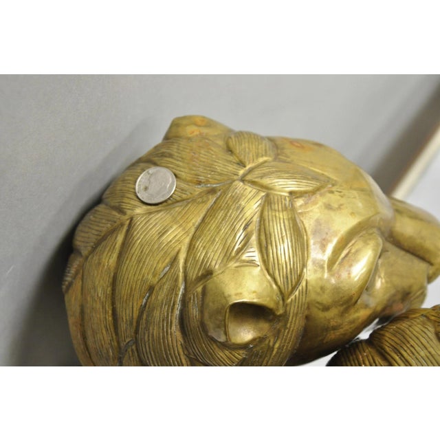 Vintage Italian Regency Neoclassical Large Brass Lion Sconce Door Handles Pair For Sale - Image 13 of 17