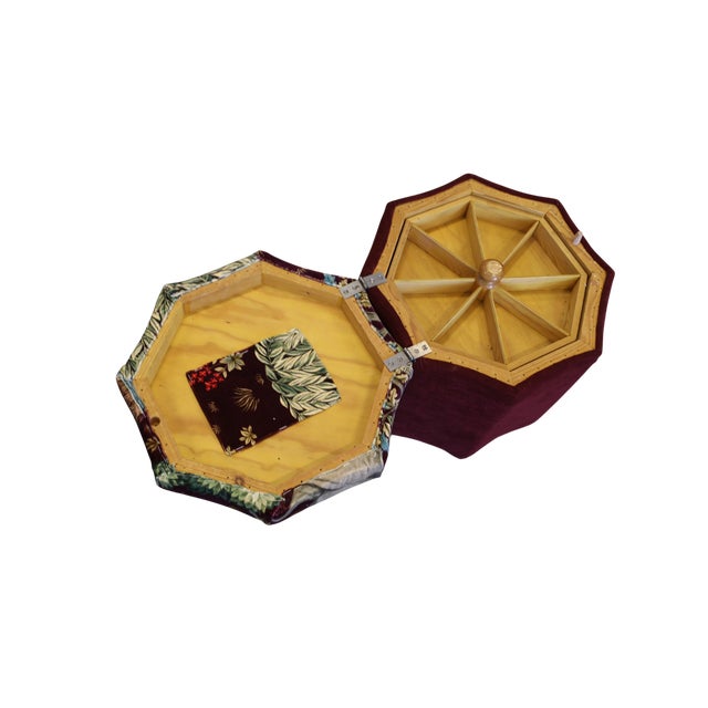 Textile Star-Shaped Sewing Ottoman in The Brook Velvet from Morris & Co., 1950s For Sale - Image 7 of 10