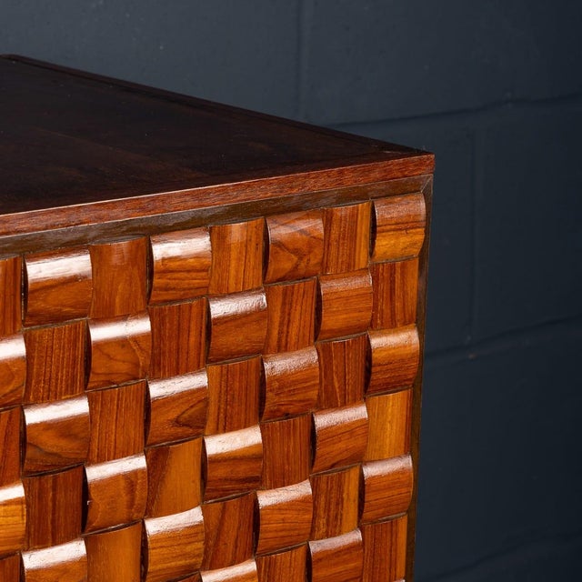 Vintage Italian Dry Bar Cabinet with Woven Front Decor on Stand, 1960 For Sale - Image 12 of 18