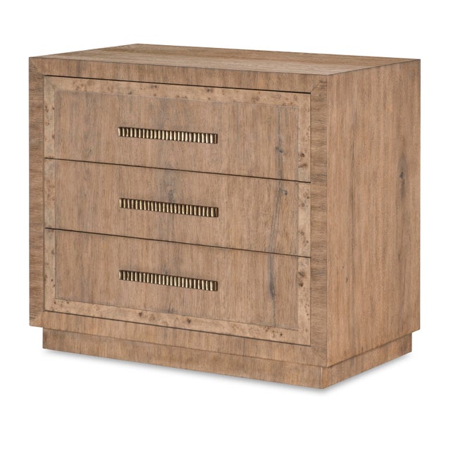 Three soft-close drawers with aged bronze hardware pulls