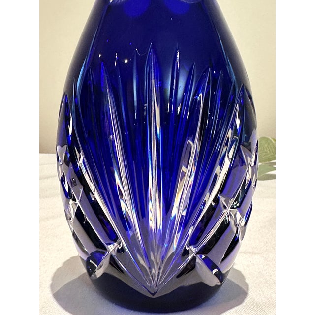 Royal Blue Vintage German Cobalt Blue Crystal Wine Decanter – Heavy Lead Crystal – 28 Oz For Sale - Image 8 of 15